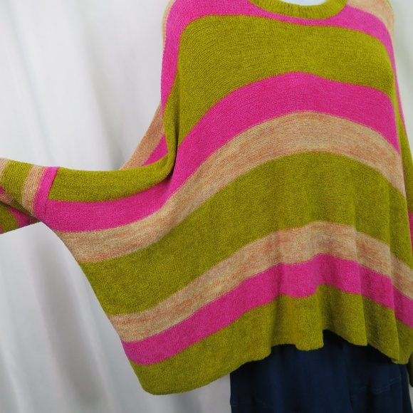 Free People Oversized Stripe Sweater Size Small Slouchy All About You Chenille - Picture 6 of 16